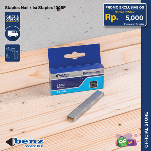 Isi Staples Tembak 1006F 6 mm 1000 Pcs / Staples Nail Benz Werkz