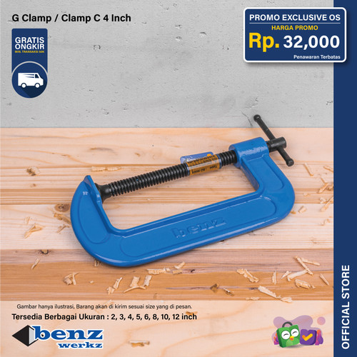 Klem C 4 inch / G Clamp / Catok Klem Penjepit 4" Benz Werkz