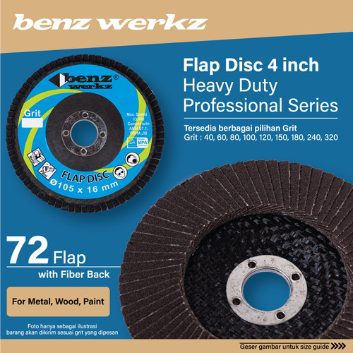 Amplas Susun / Flap Disc Fiber Back 4 inch 72 Flap Benz Werkz