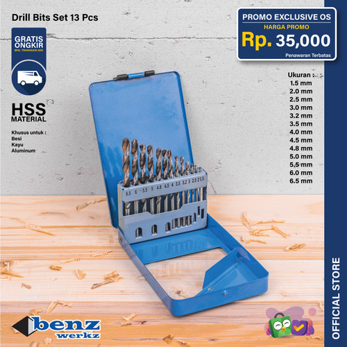 Mata Bor HSS Set 13 Pcs / Mata Bor Besi / Drill Bits Set Benz Werkz