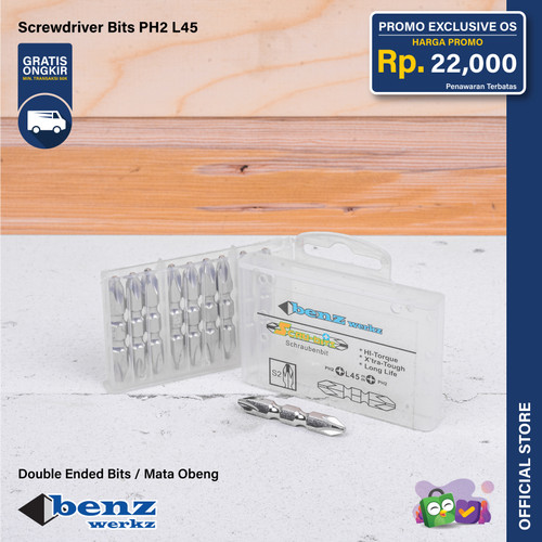 Mata Obeng Angin Magnet Plus PH2 45 mm / Screwdriver Bits Benz Werkz