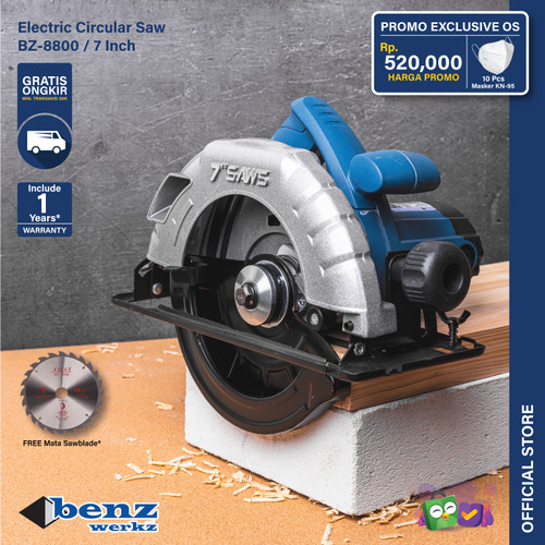 Mesin Gergaji Kayu 7 inch 165 mm 900 Watt / Circular Saw Benz Werkz