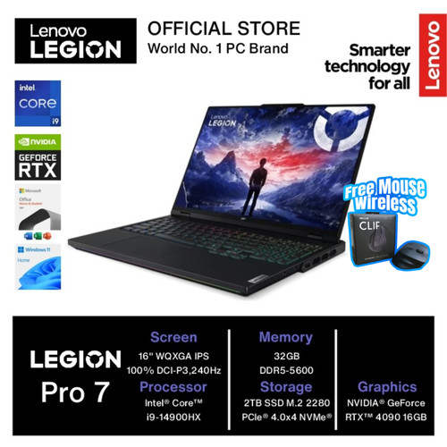 Lenovo Legion Pro 7 16IRX9H  I9 14900HX RTX4090 16GB/ 32GB 2TB W11 OHS