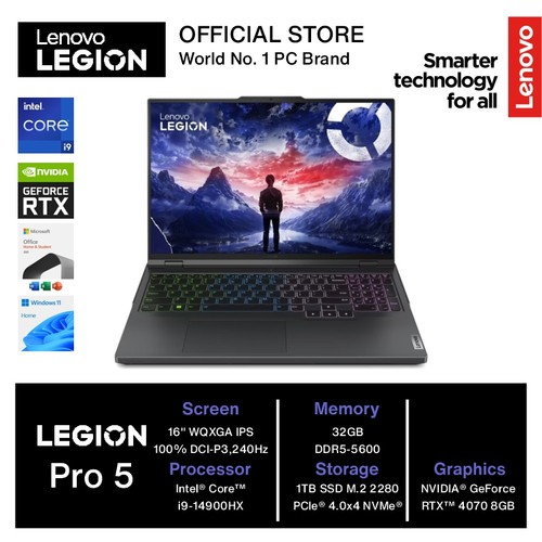 Lenovo Legion Pro 5 16IRX9  I9 14900HX RTX4070 8GB/ 32GB 1TB W11 OHS