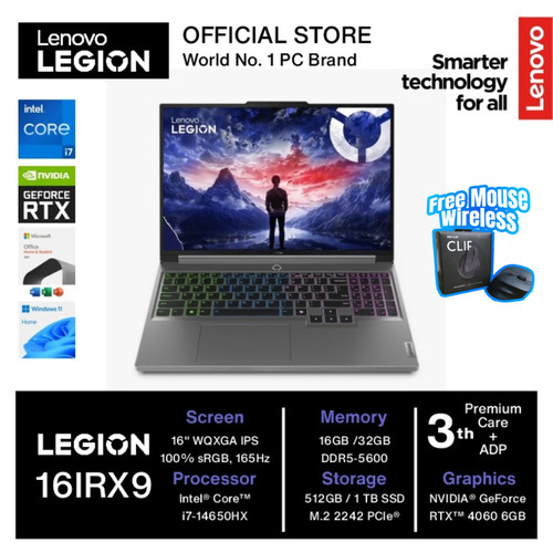 LENOVO LEGION 5 16IRX9  I7 14650HX RTX4060 16GB 512GB W11OHS 100SRGB