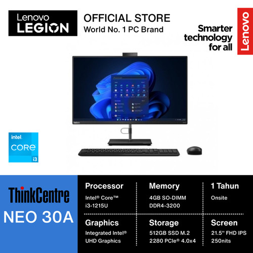 LENOVO AIO ThinkCentre NEO 30A-22 i3-1215U 4GB 512GB 21.5" FHD DOS