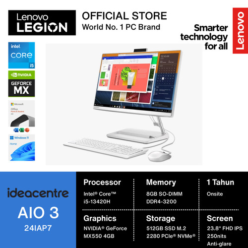 LENOVO IdeaCentre AIO 3 24IAP7 i5-13420H 8GB 512SSD MX550 4GB W11 OHS