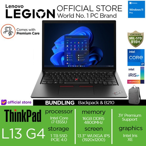 Lenovo ThinkPad L13 G4 i7 1355U 16GB 1TBSSD W11PRO 13.3WUXGA IPS 3/3/3