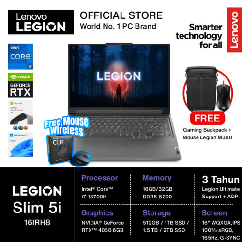 Lenovo Legion Slim 5i RTX4050 i7 13700H 16GB 512SSD 16.0WQXGA 165Hz