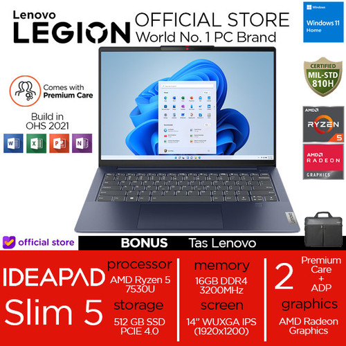 Lenovo Ideapad Slim 5 14 Ryzen 5 7530U 16GB 512SSD W11+OHS 14.0WUXGA