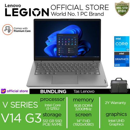 Lenovo V14 Gen 3 IAP i3 1215U 8GB 512SSD DOS 14.0FHD 1YR GREY