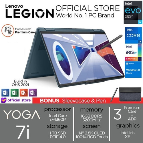 Lenovo Yoga 7i OLED Touch i7 1360P 16GB 1TBSSD W11+OHS 14.0 2.8K 90Hz