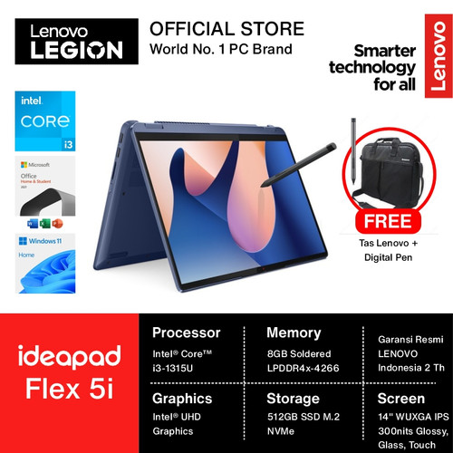 Lenovo Flex 5i 14 2in1 Touch i3 8GB 512SSD W11+OHS 14.0WUXGA IPS BLIT