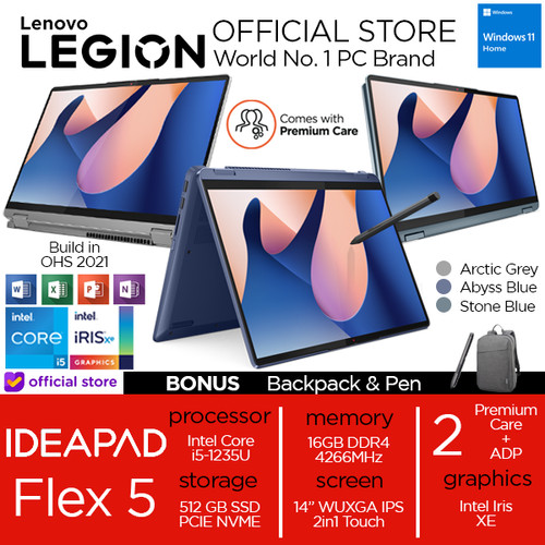 Lenovo Flex 5 2in1 Touch i5 16GB 512SSD Iris Xe W11+OHS 14.0WUXGA BLIT