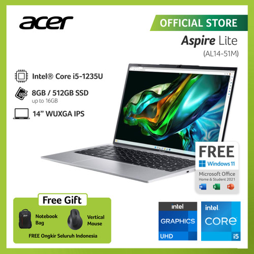 Acer Aspire Lite AL14-51M-59YA 14" WUXGA i5-1235U 8GB 512GB SSD W11