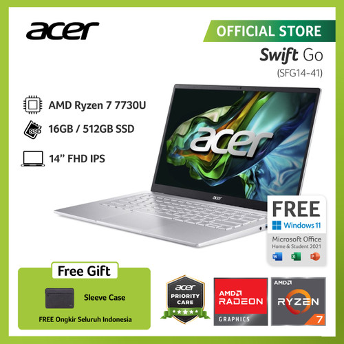 ACER SWIFT GO SFG14-41-R3ZH 14" FHD R7-7730 RAM 16G ROM 512G SSD W11