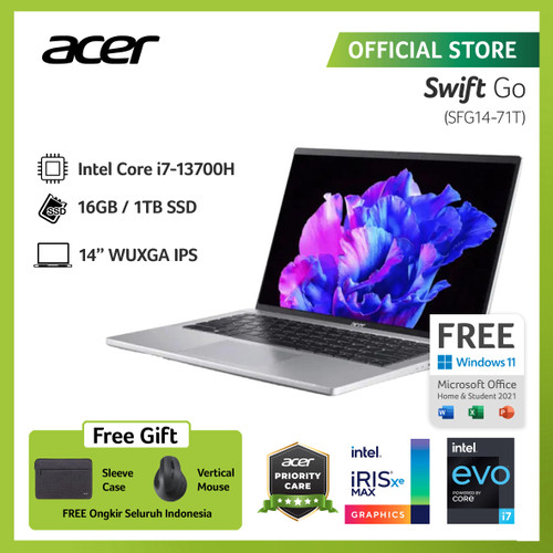 ACER SWIFT GO 14 TOUCH SFG14-71T-77AS 14" i7-13700H 16GB 1TB SSD W11