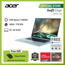 ACER LAPTOP SWIFT EDGE SFA16-41-R7AV 16" OLED 4K AMD R7-6800U 16G 1TB