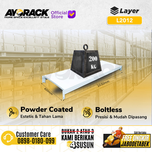 LAYER RAK GUDANG AYORACK L2012 1.2 METER - AMBALAN RAK BESI 200KG