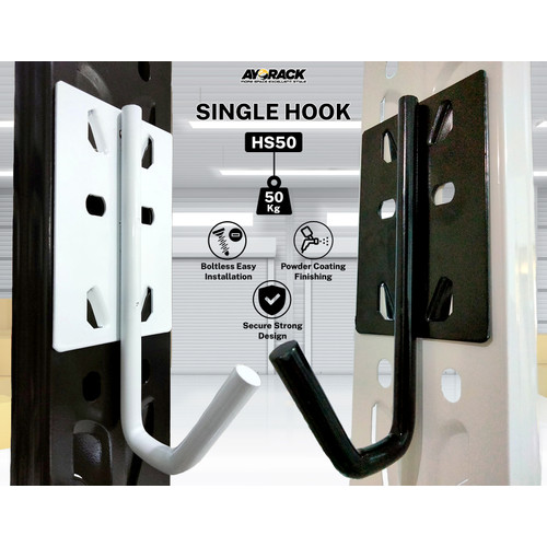 AYORACK SINGLE HOOK HS50 - GANTUNGAN BESI RACK SERBA GUNA RAK GUDANG