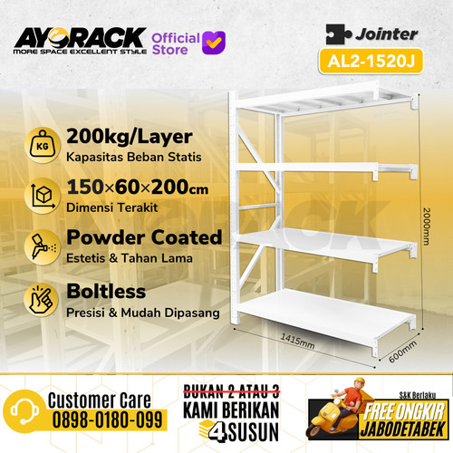 RAK GUDANG JOINTER AYORACK AL2-1520J RACK BESI 4 SUSUN 2 METER P 1.5 M