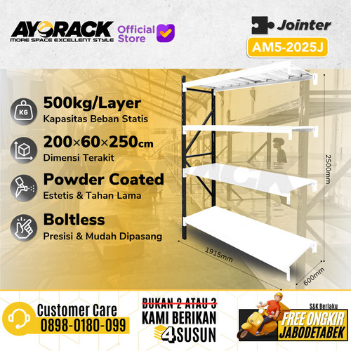 RAK GUDANG BESI 4 LAYER 2.5 METER JOINTER AYORACK AM5-2025J RACK 500KG