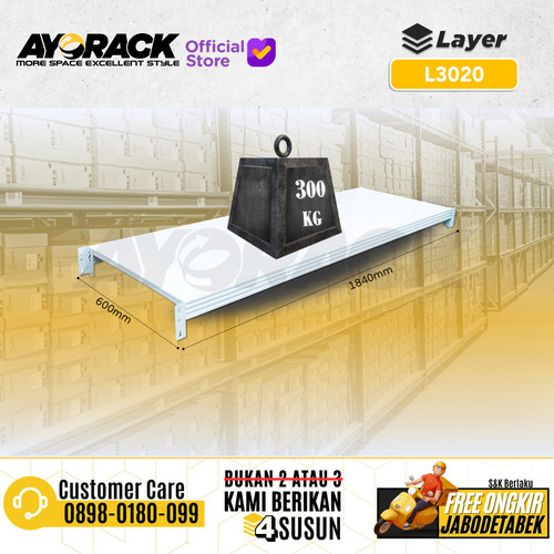 LAYER RAK GUDANG AYORACK 300KG 2 METER L3020 - AMBALAN BESI RACK AL3