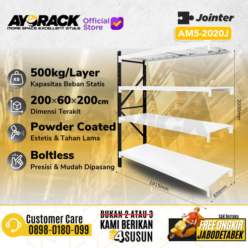 RAK GUDANG 4 SUSUN 2 METER AYORACK AM5-2020J MEDIUM DUTY JOINTER 500KG