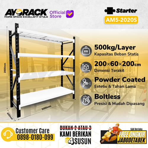 RAK GUDANG 4 SUSUN 2 METER AYORACK AM5-2020S MEDIUM DUTY 500KG STARTER