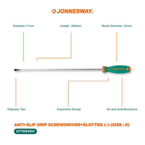 ANTI-SLIP GRIP SCREWDRIVER+SLOTTED (-) (SIZE : 8 ) (D71S8400)