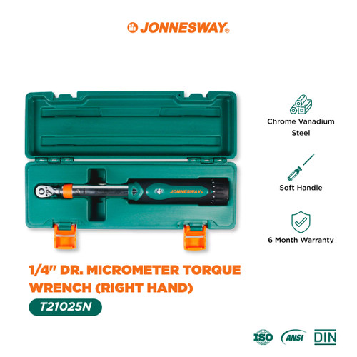 Jonnesway Dr. Micrometer Torque Wrench (Right Hand) 1/4" - T21025N