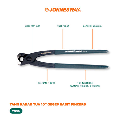 Jonnesway Tang Kakak Tua 10" Gegep Rabit Pincers - P1810