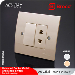 Broco J25361 (B) Universal Socket Outlet And Single Switch Neu Ray