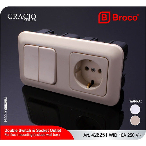 Broco 426251 (B) Saklar Seri + Stop Kontak WID Gracio