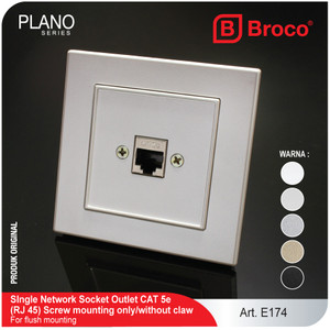 Broco E174 (B) Single Network Socket Outlet Cat5 (RJ45) Plano