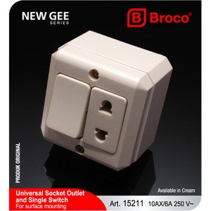 Broco 15211-11 (B) Universal Socket Outlet and Single Switch OB