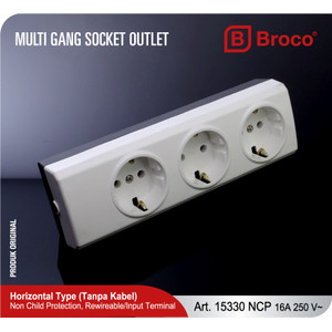 Broco 15330-55NCP Stop Kontak 3 Lubang (Non Child Protection)