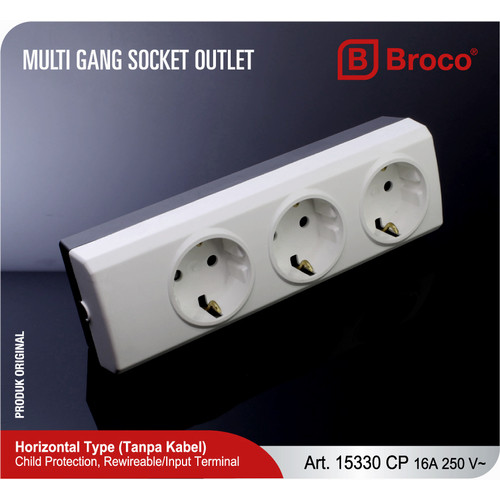 Broco 15330-55CP Stop Kontak 3 Lubang (CP)