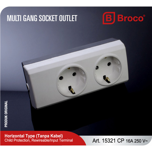 Broco 15321-55CP Stop Kontak 2 Lubang (CP)