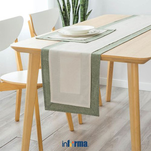 Informa Set 5 Pcs Table Runner & Tatakan Piring Linen - Hijau Sage