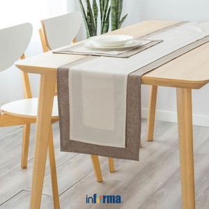 Informa Set 5 Pcs Table Runner & Tatakan Piring Linen - Cokelat