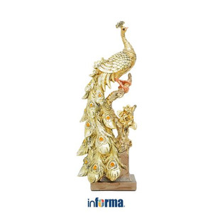 Informa - Informa 13x9x36 Cm Miniatur Dekorasi Peacock Ag2 - Gold