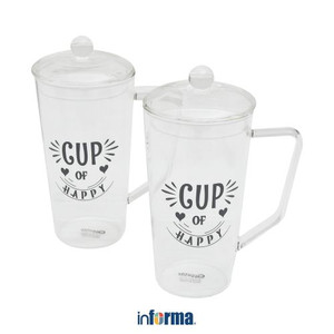 Informa - Appetite 700 Ml Set 2 Pcs Gelas Dengan Tutup Cup Of Happy