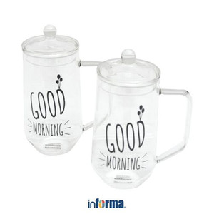 Informa - Appetite 700 Ml Set 2 Pcs Gelas Dengan Tutup Good Morning