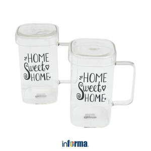 Informa - Appetite 700 Ml Set 2 Pcs Gelas Dengan Tutup Home Sweet Home