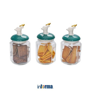 Informa - Informa 850 Ml Set 3 Pcs Stoples Kaca White Deer