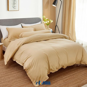 Informa - Linotela 180X200 Cm Set 6 Pcs Seprai Katun Ruffle - Sand