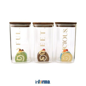 Informa - Informa 1.4 Ltr Set 3 Pcs Krystal Stoples Kaca Square