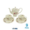 Informa - Appetite Set 9 Pcs Teko Dan Cangkir Teh Motif Bunga