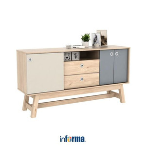 Informa - Informa Pierson Lemari Kabinet - Putih/Cokelat Oak